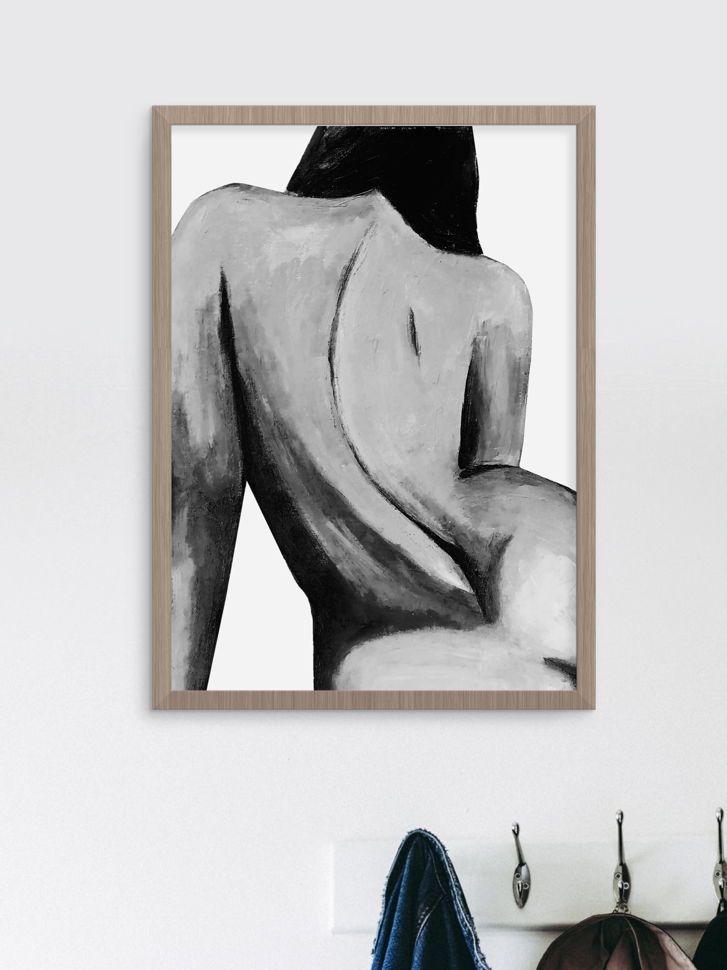 Black and White Sensual Nude Woman Artwork