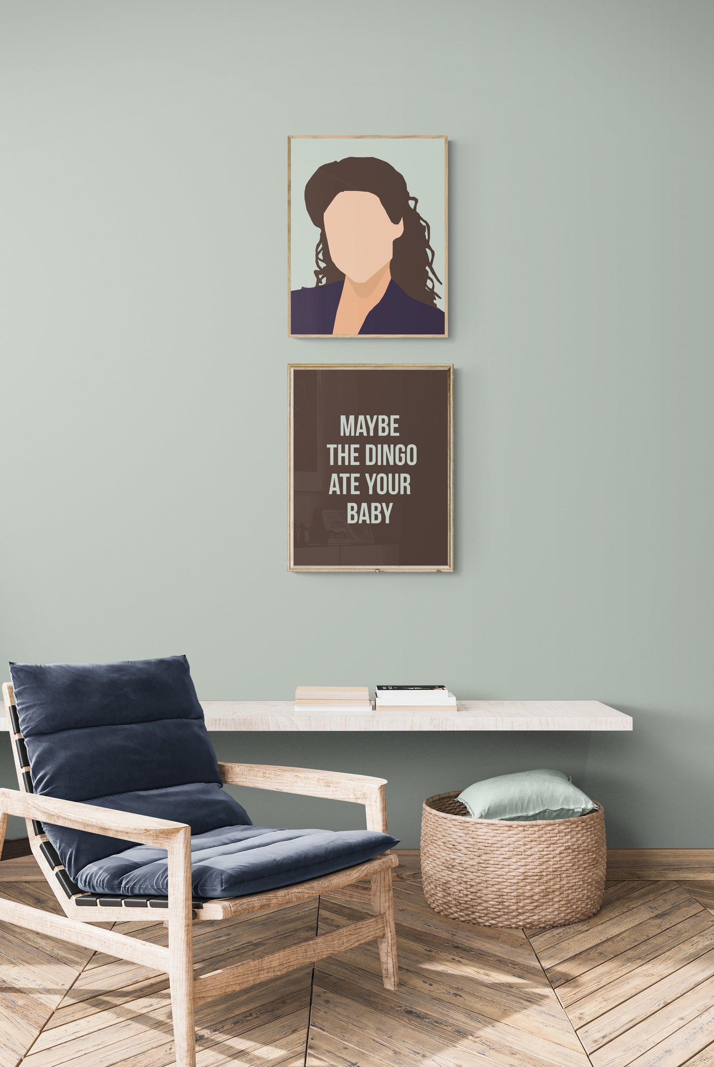 Elaine Benes art print with quote "maybe the dingo ate your baby" set