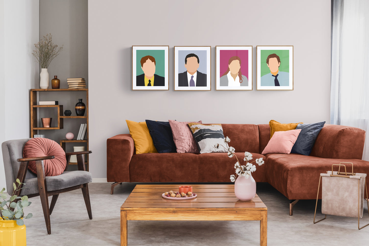 The Office tv show portrait minimal artwork set of 4