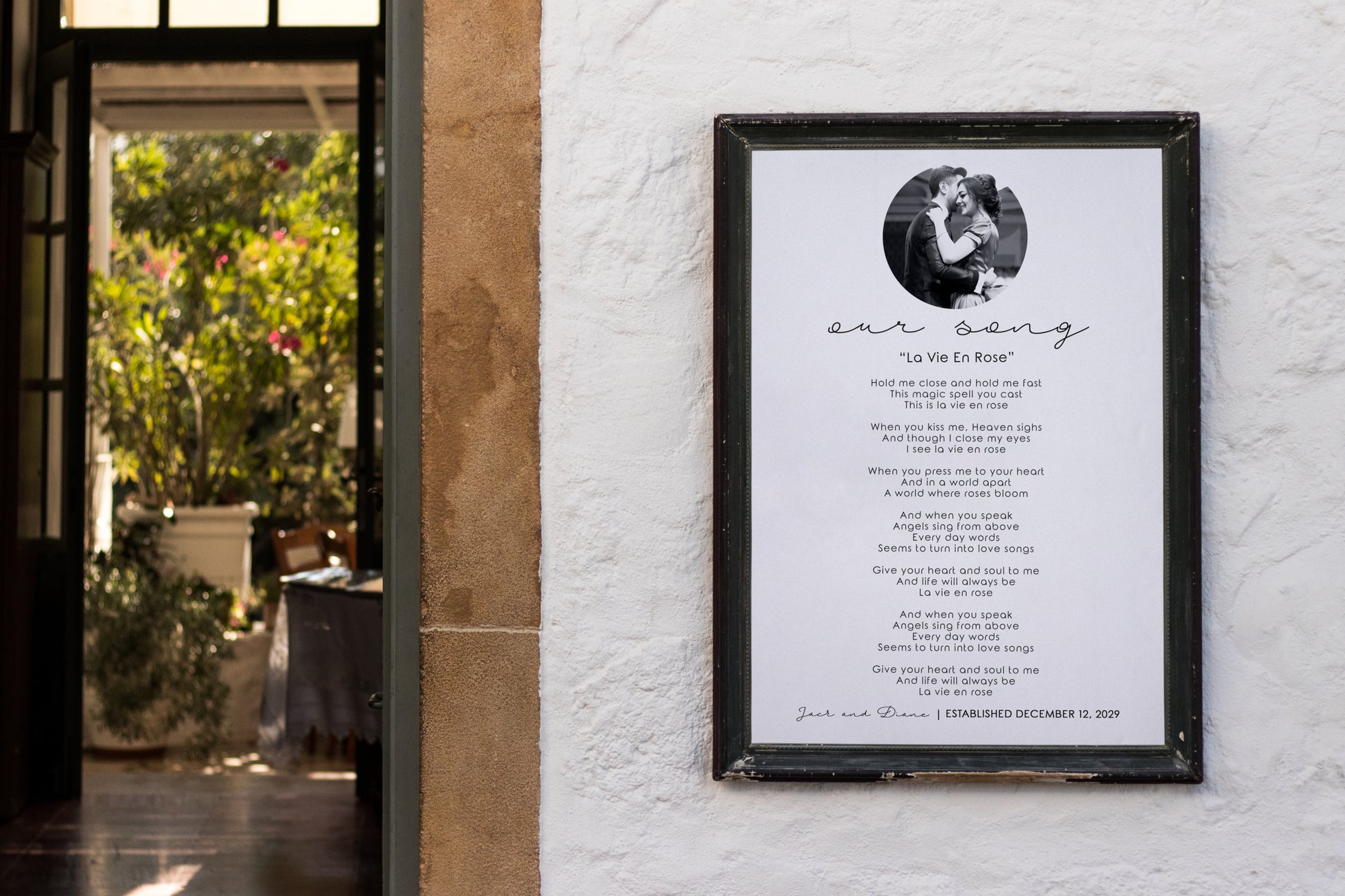 Print Gift Wedding Song Greenery Vows Lyrics Poster Anniversary