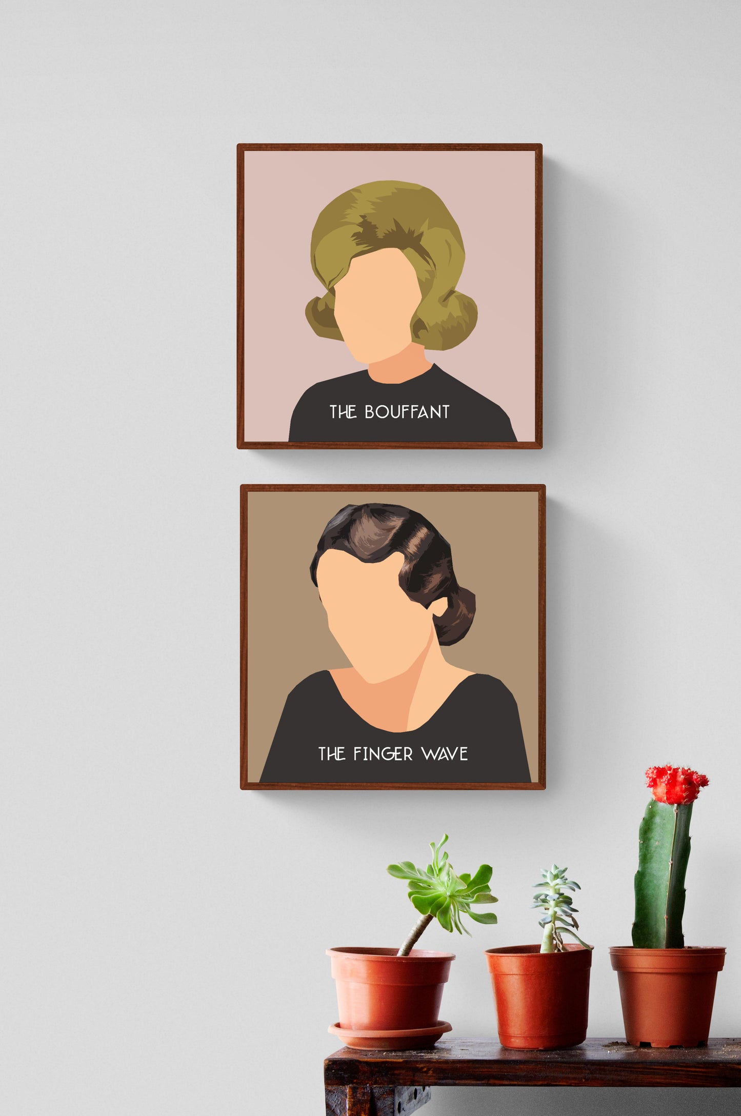 the fingerwaves 1920s hairstyle and the bouffant 1960s minimal neutral art