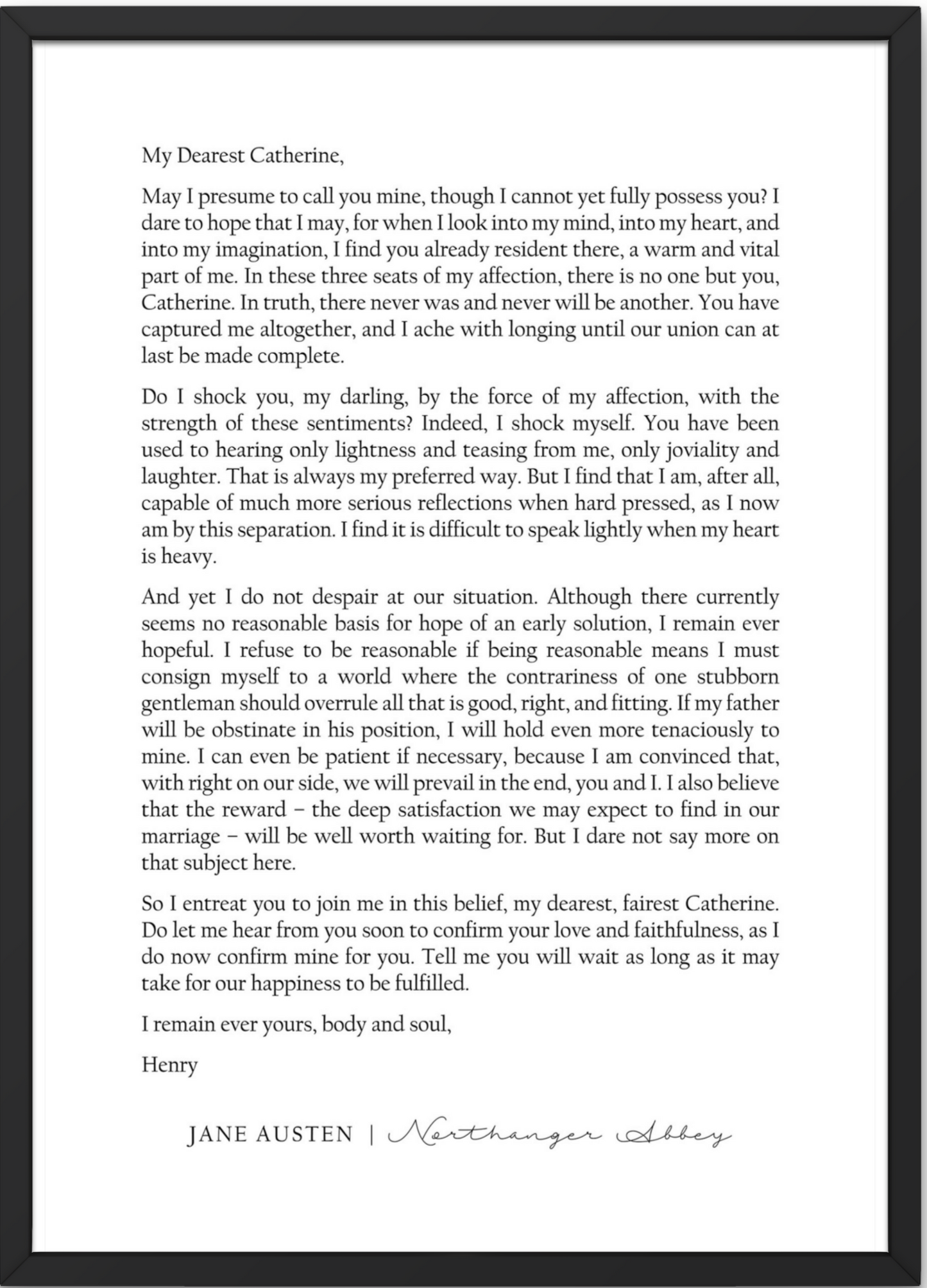 Northanger Abbey - Jane Austen Novel | Letter from Henry Tilney to Catherine