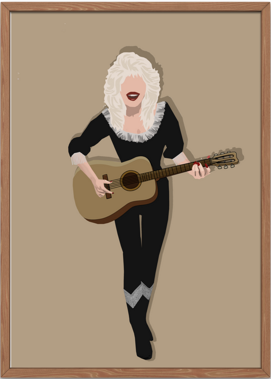 Dolly Parton Playing Guitar Minimal Art Poster