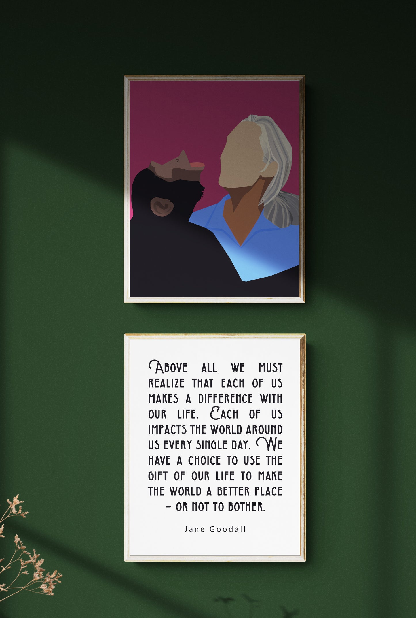 Jane Goodall with Chimpanzee Art and Quote Set