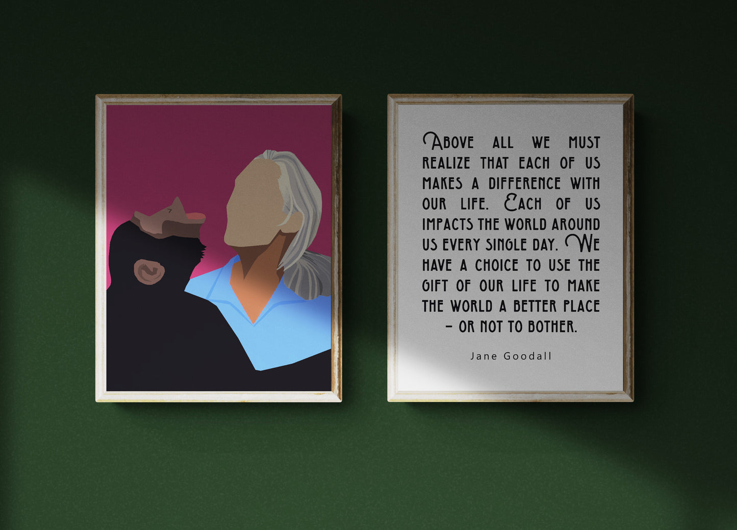 Jane Goodall with Chimpanzee Art and Quote Set
