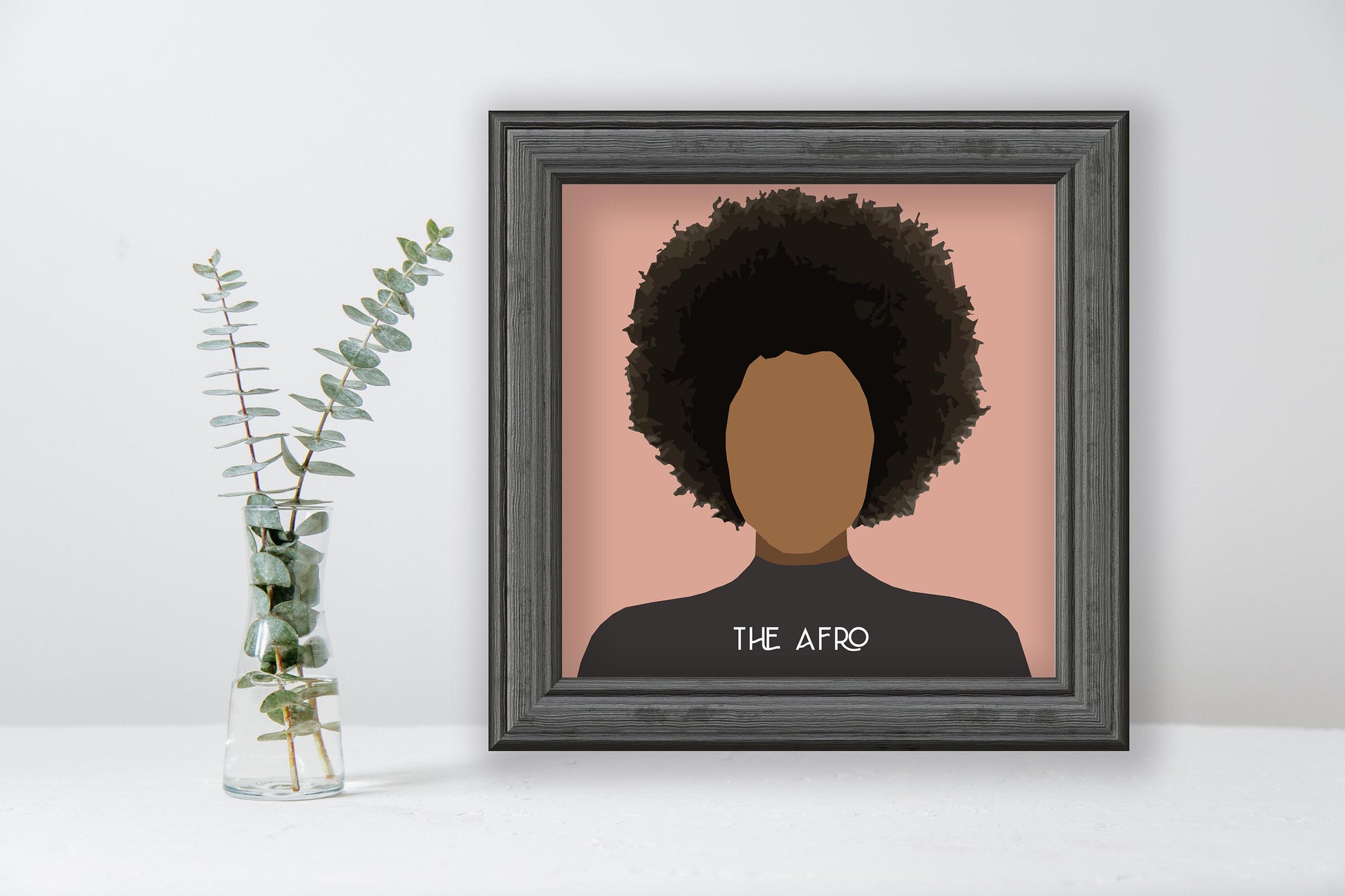 the afro - african american woman minimal style art print