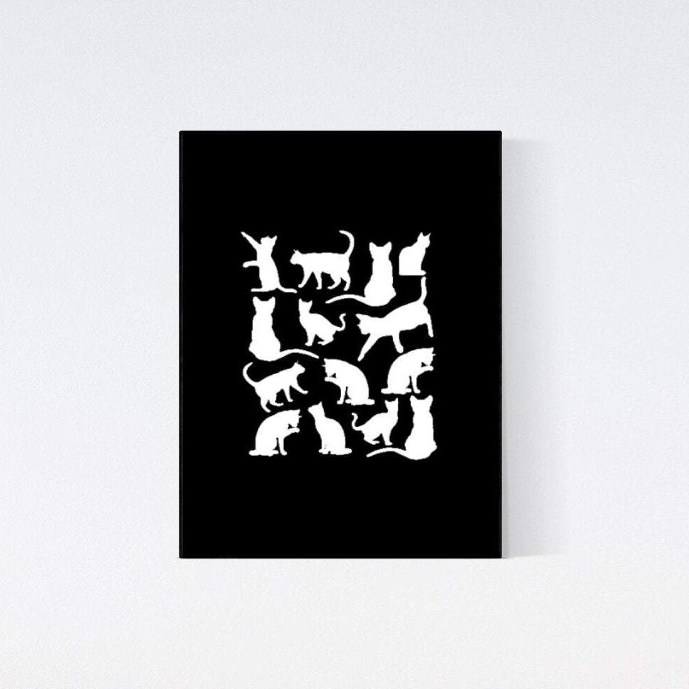Cat Silhouettes, Minimal Black Cat Art Print