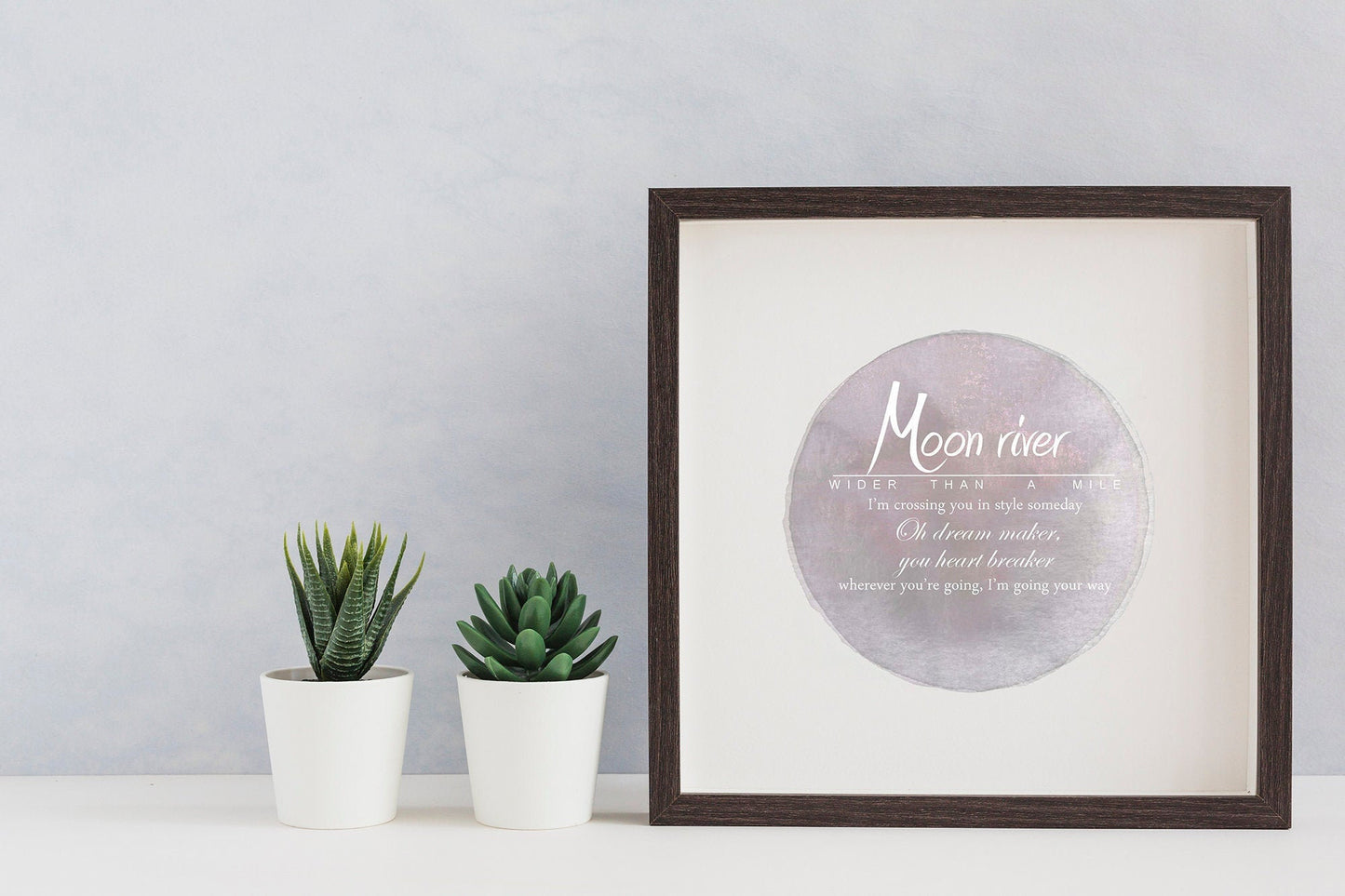 Moon River wider than a mile - song lyrics featured on moon illustration