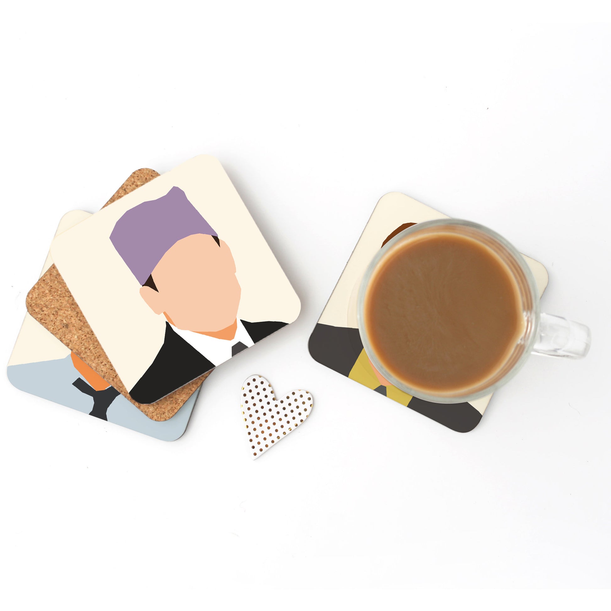 Cork back coasters of The Office tv show cast