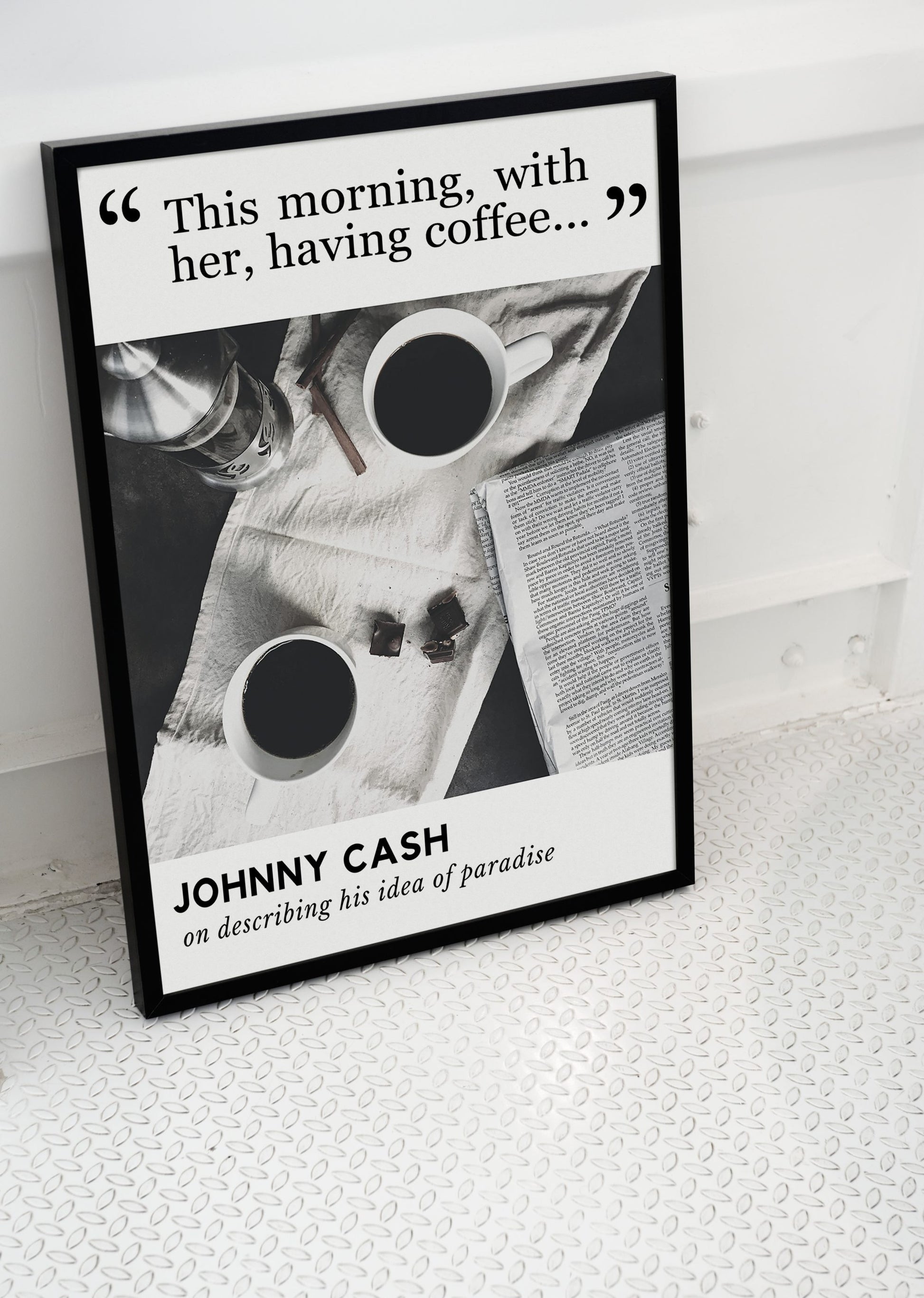 Coffee poster for kitchen black and white minimal decor