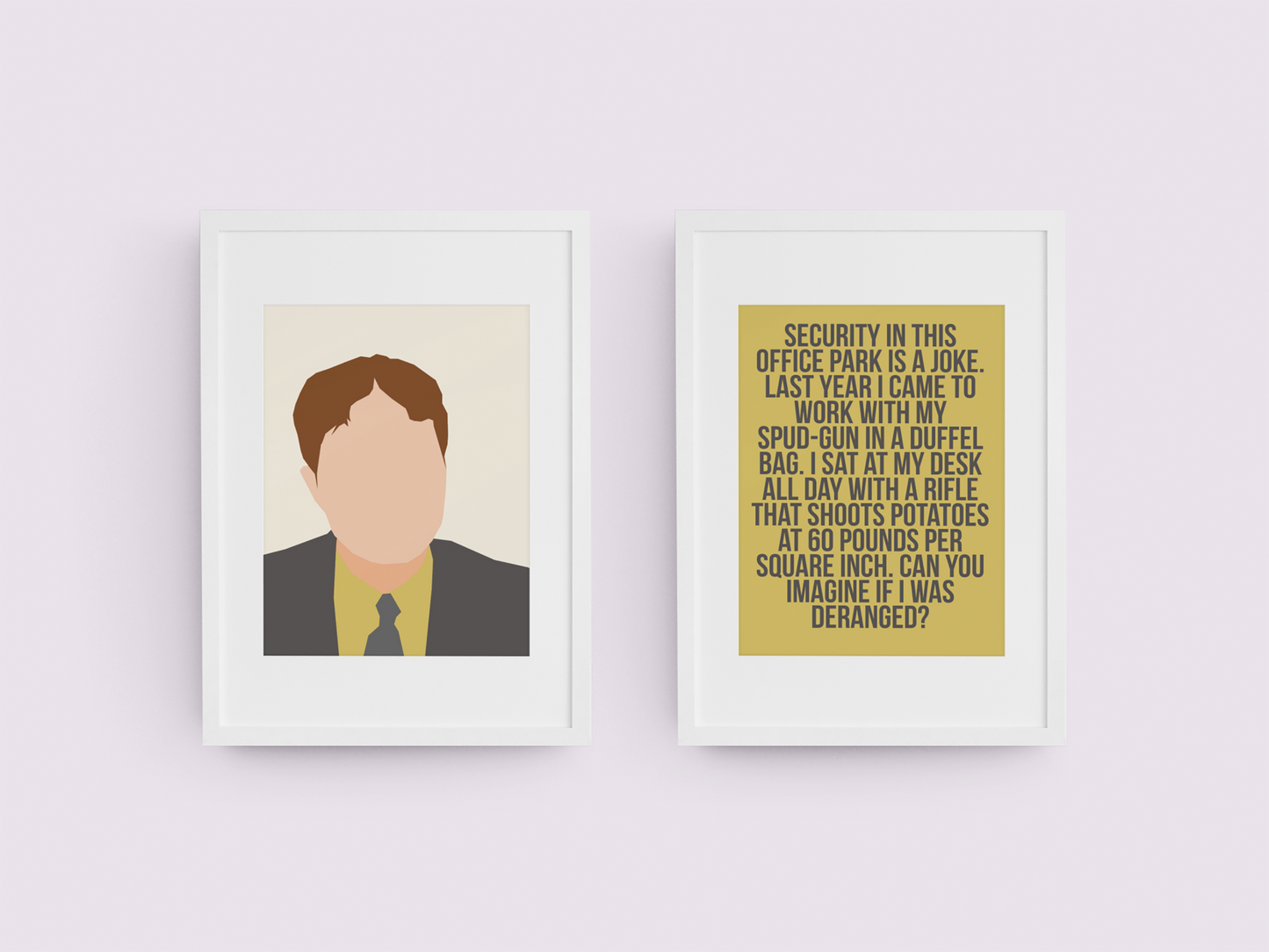 The Office Dwight Schrute artwork and funny quote featuring security in The Office